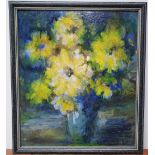 L Parzer French, later 20thC impressionist oil on board, "Vase of flowers", signed, framed, The