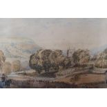 1890s watercolour study of Arncliffe church, Yorkshire dales by Deacon Boyd, framed The w/c measures