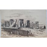 Alfred Bowyer Clayton (1795-1855) 1836 pen & ink "Stonehenge", unframed, 11 x 19, Alfred Bowyer