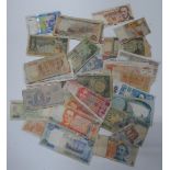 Large quantity of world banknotes