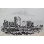 Alfred Bowyer Clayton (1795-1855) 1830s pen & ink "Roscommon castle, Ireland", unframed, 11 x 17 cm,