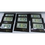 Collection of 9 uncirculated Somerset £1 notes in presentation packs (9)