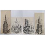 8 Alfred Bowyer Clayton (1795-1855) 1830s pen & ink "English architectural studies", each drawing