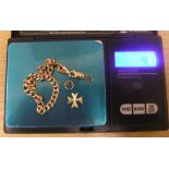 Small quantity of scrap 9ct gold to include bracelet (a/f) & Maltese cross pendant (4.1 grams)