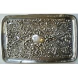 ornate 1912 sterling silver tray by Williams of Birmingham approx 254 grams, 19 x 30 cm