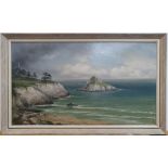 James Coed (active 1920s-30s) oil on board, "Cornish coastal landscape", signed and framed, The