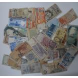 Large quantity of world banknotes