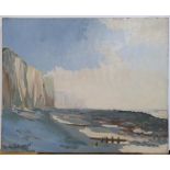 L Bousquet, impressionist French oil on canvas, "Deserted beach scene", signed, unframed, The oil