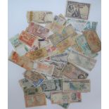 Large quantity of world banknotes