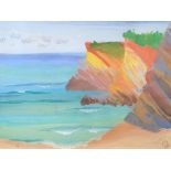 Maurice COLASSON (1911-1992) gouache "Rocky coastal scene, studio stamped, plain wood frame, The