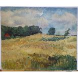 Noel R. BRANNAN (1921-2001) 1951 oil on canvas, "The Wheatfield", signed and dated, unframed, 51 x