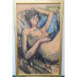 Peter COLLINS (1923-2001) large watercolour of reclining female nude, signed, studio stamped,