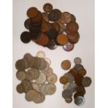 Tin of mixed GB coins to include Victorian pennies & half pennies to QE II decimal & pre-decimal