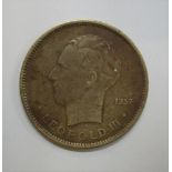 Leopold 3rd of Belgium, 1937 5 Franc coin