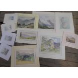 10 various 20thC watercolours, all mounted but unframed