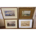 4 framed antique British watercolours by differing artists, all framed (4), Average watercolour size