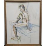 Lewis DAVIS (1910-1979) watercolour "Study of a seated male nude", unsigned, molded frame, The w/c