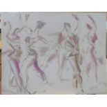 Large, Marius WOULFART (1905-1991) oil sketch "Female dancers", signed, unframed, 51 x 67 cm