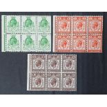 1929 PUC blocks of 6, 1/2d, 1d & 1 1/2 d - all mint (18)