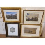 4 antique framed watercolours, all by differing artists (4), Average watercolour size is 1 x 26 cm