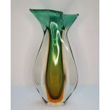 Vintage Murano coloured glass "Sommerso" vase, 35 cm tall Small chip to side of glass