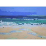 Indistinctly signed 1936 gouache seascape, manner of Cadell, signed and dated, framed, The picture