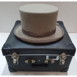 Vintage "Youngs" gentlemans top-hat with original hard-case box, size 7.25 (59) Both hat and box are