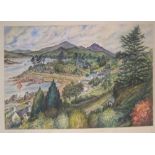 Large Kathleen E. LAURIE 1950s watercolour "British coastal scene", unframed 34 x 56 cm