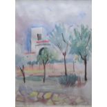 Emmanuel LEVY (1900-1986) 1975 watercolour "Mediterranean landscape", signed and dated, framed,