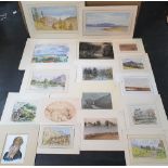 Collection of 20thC watercolours, mainly by differing artists, all mounted but unframed (17)