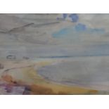 Elsie March (1884?1974) watercolour "The deserted beach", unsigned, wood framed, The w/c measures 16