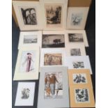 Collection of unframed prints and etchings (Qty)
