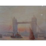 Frederick Edward Joseph GOFF (1855-1931) watercolour "view of Tower Bridge", signed, modern mount