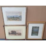 2 old framed pictures, 2 watercolours & a pastel, all by unknown differing artists