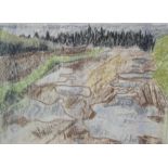 Lucie RIVEL (French 1910-c1995) coloured crayon "Extensive French landscape", signed, framed and