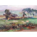 Elsie MARCH (1884-1974) impressionist watercolour, landscape, unsigned, studio stamped verso,