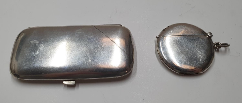 Early 20thC silver cigarette case & silver matchbox case, total combined weight 76 grams