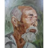 M Priez oil on board, portrait of a Chinese gentleman, framed, The oil measures 39 x 29 cm