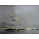 Howard Devonald (b. 1944) oil on canvas, "Snowflight", signed & in pleasing gilt frame, The oil