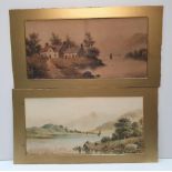 Pair of Victorian landscape watercolours, both signed and both in original mounts, Each w/c measures