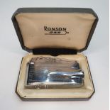 Mid 20thC Ronson metal gas lighter in original case