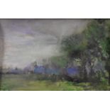 Elsie MARCH (1884-1974) impressionist watercolour "Extensive country landscape", unsigned but studio