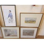 4 early 20thC framed watercolours, all by differing artists (4)