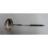 Georgian silver punch ladle with horn twist handle, Marks mainly rubbed, 28 cm long