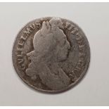 William III silver sixpence (date rubbed)