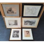 Collection of 6 framed old master items to include 1 w/c wash landscape & 5 prints all by