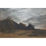 Bernard Walter EVANS (1848-1922) watercolour "Overcast moorland scene", framed and glazed, The w/c