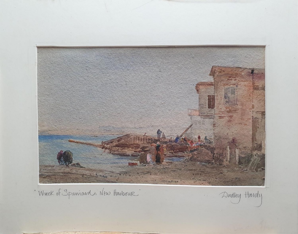 Dudley HARDY (1865-1922) watercolour "The wreck of the Spaniard", mounted but unframed, The w/c 14 x - Image 2 of 5