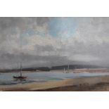 Aubrey R Phillips (born 1920) 1977 oil on board, "Boats at Aberdovey", signed and dated, framed, The