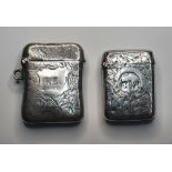 2 late Victorian engraved silver vesta cases (2), one Chester 1899, the other Birmingham 1895,